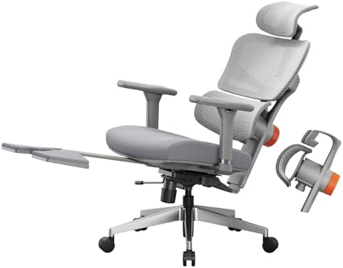 Newtral Ergonomic Office Chair - Home Office Desk Chair, Big and Tall Office Chair, Auto-Following Lumbar Support for Back Pain, Adjustable Seat Depth and Height (with Footrest, Gray)