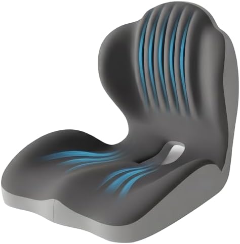 Memory Foam Seat Cushion with Lumbar Support, Ergonomic L-Shaped Car & Office Chair Cushion for Long Sitting, Orthopedic Coccyx Pillow for Sciatica & Back Pain Relief for Truck Drivers, Gaming & Home