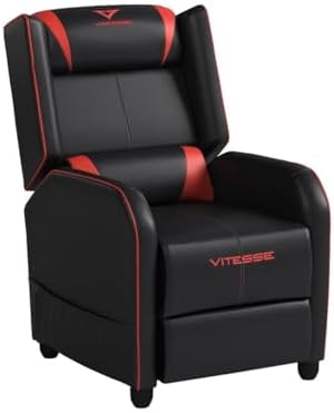 VITESSE Gaming Recliner Chair Racing Style Single PU Leather Sofa Modern Living Room Recliners Ergonomic Comfortable Home Theater Seating, Red