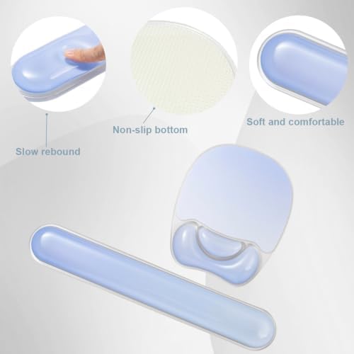 Gradient Blue Keyboard Wrist Rest and Gel Mouse Pad Wrist Support Set