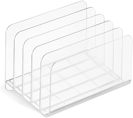 Staples Plastic Incline Desktop File Sorter, 5-Compartment, Clear