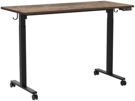 Cubiker Standing Desk, 48x24 Inches Sit Stand Home Office Desk, Electric Stand up Desk, Adjustable Desk with Splice Board, Black Frame/Rustic Brown Top
