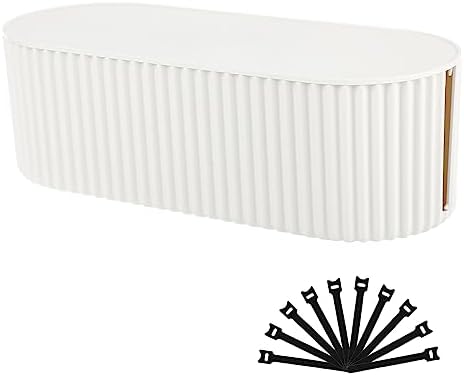 FABROK Cable Management Box, Cord Hider Box with Lid, Large, White