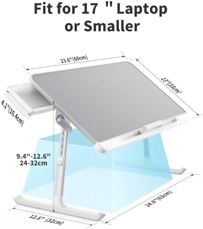 SAIJI Laptop Bed Tray Table - Adjustable Lap Desk for Couch (Gray)
