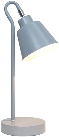 Simple Designs LD1079-GRY 16" Sleek Essentials Metal Looped Desk Task Lamp with Adjustable Shade, for Office, Desk, Nightstand, Dorm, Gray