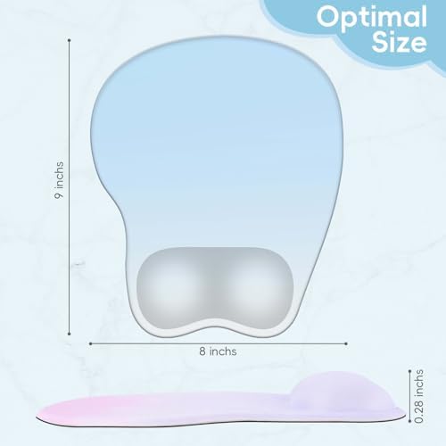 Mouse Pad with Wrist Rest Ergonomic Mouse Pad with Comfortable M-Shape Pain Relief Wrist Support Non-Slip PU Base Mousepad for Laptop, Office & Home (Light Blue)