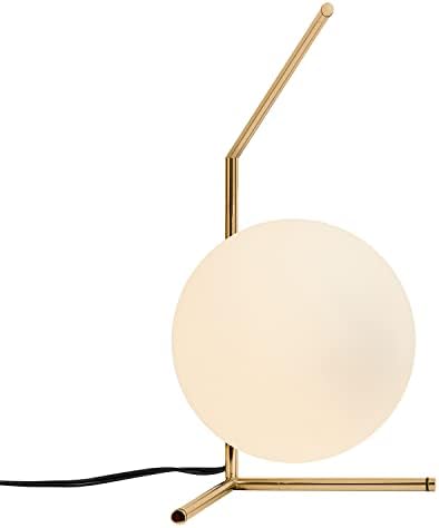 BOKT Mid Century Modern Brass Table Lamp Large Globe Ball Desk Lamp Brush Gold Metal Reading Lamp Industrial Bedside Nightstand Reading Light for Bedroom, Kids Room, Office