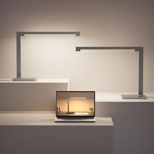 2-Pack Aluminum Desk Lamp with Charging Station,15W Table Lamp