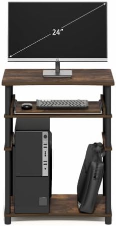 Furinno Home Desk, 23.6 Wide Gaming Desk with Keyboard Tray, Open Shelf Laptop Notebook Computer Desk, Office Desk for Home Office, Study Room, Dorm, Bedroom, Amber Pine
