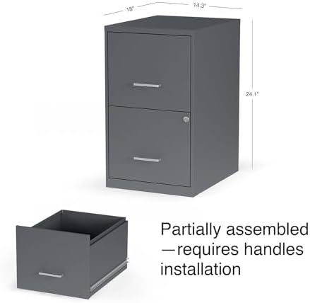 Staples Vertical File Cabinet, Letter/Legal, 2-Drawer, Locking, Graphite
