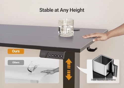 INNOVAR Electric Height Adjustable Standing Desk, 48x24 Inch, Deep Black