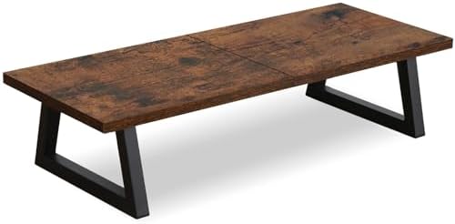 TEAMIX 24 inch Monitor Riser for Desk, Wood & Steel Computer/TV Stand Brown