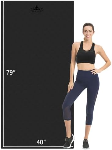 Hatha Yoga Extra Long TPE Yoga Mat 79" x 40" x 1/2" Thick Non-slip Exercise Mat for Home Gym Use, Yoga, Pilates, Fitness & Workouts