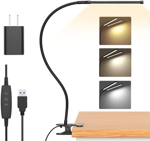 iZELL Book Light, LED Reading Light Clip On [3 Color Modes & 10 Brightness Levels] Flexible Gooseneck Book Lamp for Kids Reading in Bed at Night, Clip to Bedside Table, Headboard or Dorm