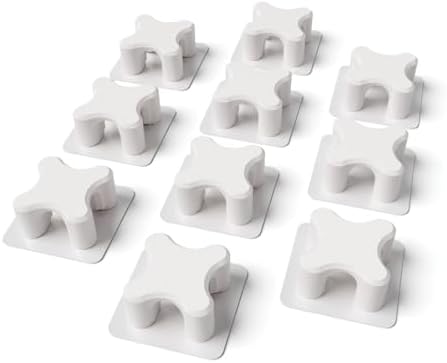 Magnetic Cable Organizer – Desktop Multipurpose Cord Keeper & Cable Management Clip for Home & Office (White Cross 10Pcs)