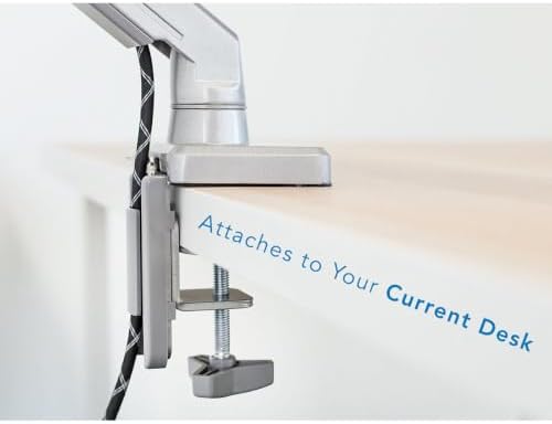 Mount-It! Single Monitor Arm Desk Mount, Mechanical Spring Height Adjustable Monitor Stand for 13–32 Inch Screens up to 17.6 lbs, VESA 75x75 & 100x100, C-Clamp & Grommet
