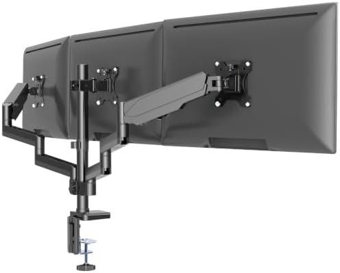 Gas Spring Triple Monitor Desk Mount for Screens up to 27 inch