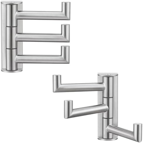 Suyar Swivel Towel Hook Brushed Nickel, Bathroom Robe Holder 3 Arms