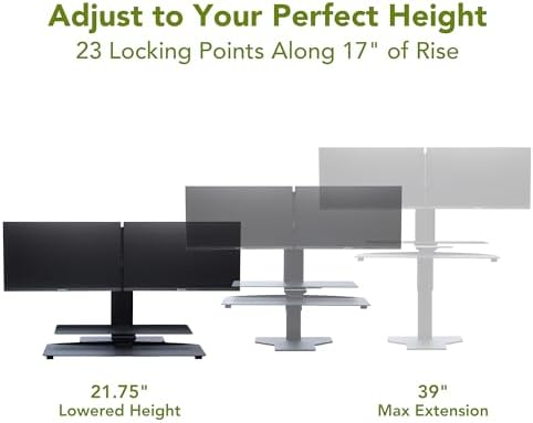 Perfect POSTURE Standing Desk Converter - Dual Monitor Riser - 18" Lift