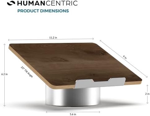 HumanCentric Laptop Riser for Desk, Black Walnut Wood Top & Space Gray Base