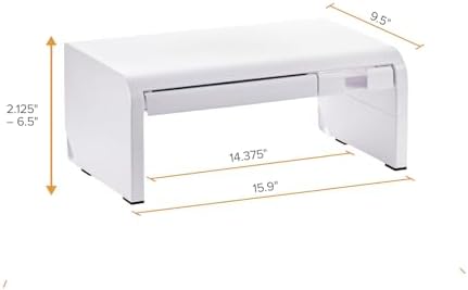 Bostitch Konnect Adjustable Monitor Riser with Drawer & Cell Phone Holder, Laptop Stand for Desk, 4 Height Levels, Cable Management & Rubber Feet