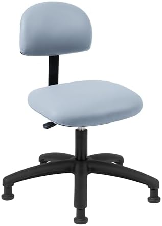 FSS Series Square seat Low (17"-23") seat Height Chair. Vinyl-for Office, Garage, Desk, Shop, Computer, Doctor, Medical, Easy to Clean! NO Footring (Gray, Low, Glides)