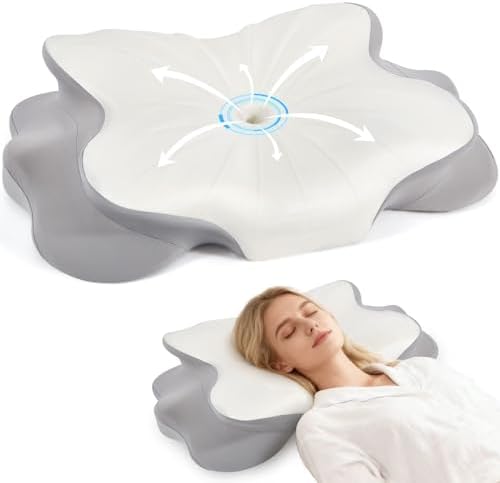 Cervical Pillow for Neck Pain Relief, Ergonomic Memory Foam Pillows for Neck Pain Relief with Ice Silk Pillowcase，Adjustable Contour Neck Support Pillow for Side Back Stomach Sleepers (White)