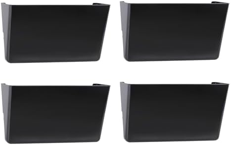 EASEPRES 4 Pack Black Single Pocket Hanging File Organizer, Plastic Wall Mount Paper Mails Magazines Holder, Mounted Folder Bins for Office, School and Home, 12.99x4.13x7.48 inches
