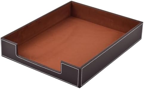 Leather Letter Tray, Office Supplies Desk Organizer for Mail Paper Files Magazines Jewelry Cosmetics,Luxury Letter Holder&Multipurpos Stackable Office Desktop Storage Box,Coffee