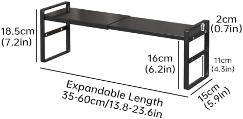 Extendable Narrow Tall Storage Shelf for Windowsill & Kitchen, Black