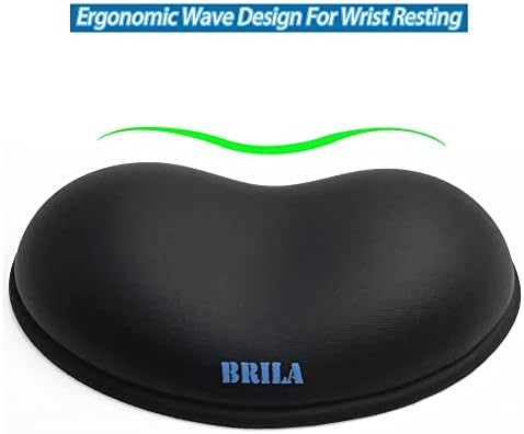 BRILA Ergonomic Silicone Mouse Wrist Rest, Cooling Silica Gel PU Leather Mouse Wrist Support Pad for Office Work and Laptop Computer Gaming