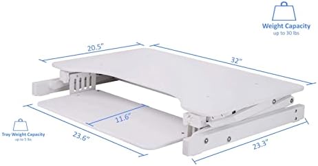 32" Wide White Standing Desk | Desk Riser Classic Stand Up Desk | 32 in Wide Fits 2 Monitors with Retractable Keyboard Tray (White, 32" Wide)