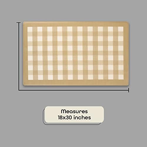 Anti-Fatigue Floor Comfort Mat, 18 x 30 in, Buffalo Check Taupe, Waterproof