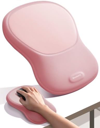 meatanty Mouse Pad with Wrist Rest, Ergonomic Mouse Wrist Support, Desk Mouse Mat Computer Accessories, Comfortable Palm Hand Pain Relief, Cute Non-Slip Laptop Cushion, Office Home Gaming Women-Pink