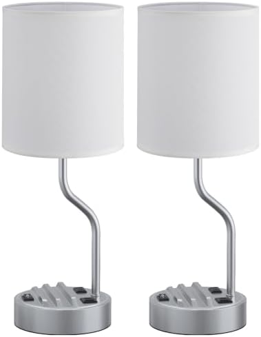 Fenmzee Bedside Lamp for Bedroom Set - 18" Grey Table Lamp for Nightstand