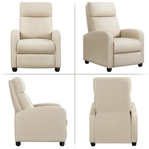 Yaheetech Recliner Chair with 3 Adjustable Angles Living Room Chairs Beige