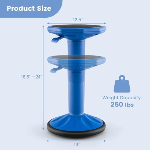GIANTEX Wobble Stools for Classroom Seating - Wiggle Stool with Adjustable Height, 24" Active Learning Stool, Sitting Balance Chair for School, Office Stand Up, Flexible Seating Wobble Chair, Navy