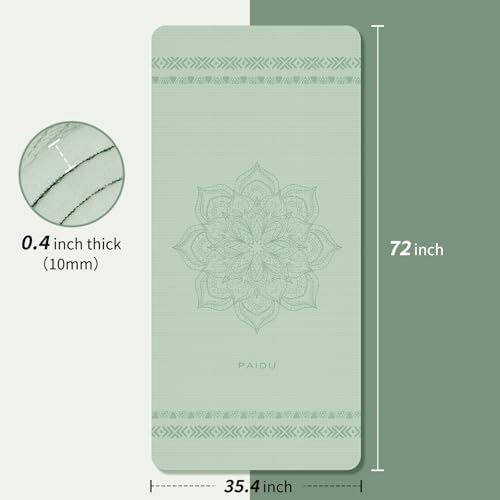 PAIDU Large Yoga Mat 72"x36"x10mm Non-Slip Exercise Mat for Home Gym Studio