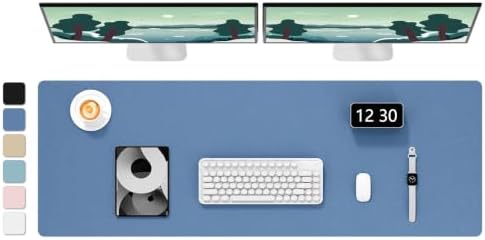 Hsurbtra Desk Pad, 48" x 17" PU Leather Desk Mat, XXXL Extended Mouse Pad, Waterproof Desktop Blotter Protector, Non-Slip Ultra Thin Large Laptop Keyboard Writing Mat for Office Home, Dark Blue