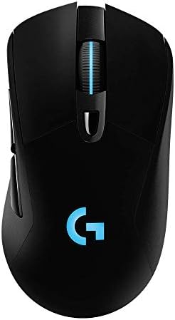 Logitech G703 Lightspeed Wireless Gaming Mouse W/Hero 25K Sensor, PowerPlay Compatible, Lightsync RGB, Lightweight 95G+10G Optional, 100-25, 000 DPI, Rubber Side Grips - Black (Renewed)
