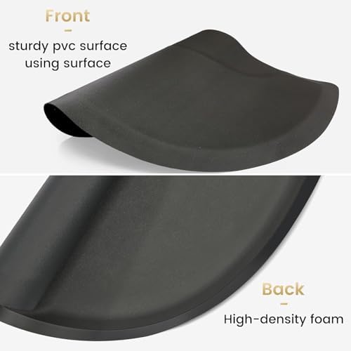 Salon Mat 3′x4′ Barber Shop Chair Mat Anti-Fatigue Salon Floor Mat - Black Semi Circle Salon mats for Hair Stylist - 1/2" Thick Comfort Salon Standing Mat