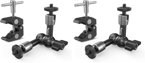 SMALLRIG Super Clamp w/ 1/4" and 3/8" Thread and 5.8 Inches Adjustable Friction Power Articulating Magic Arm with 1/4" Thread Screw for LCD Monitor/LED Lights - KBUM2730 (Pack of 2)