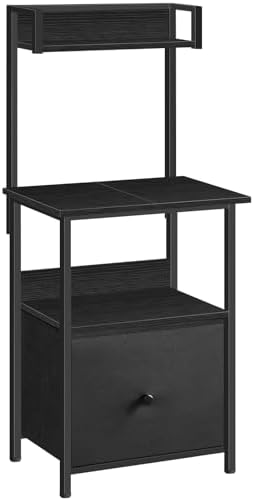 MAHANCRIS Printer Table with Storage, Home Printer Stand with File Cabinet, Fits A4/Letter Size Files, Printer Cabinet with Large Tabletop, Display Shelf, for Home Office, Black PTBK3501