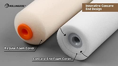 ROLLINGDOG 5PCS 2 inch Mini Foam Paint Roller Covers Set Concave End Design