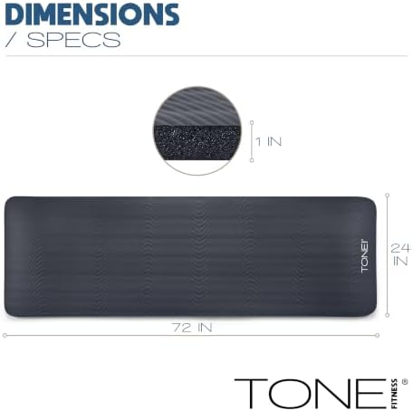 Tone Fitness 1" Extra Thick Yoga Mat, Exercise & Pilates Mat with Strap