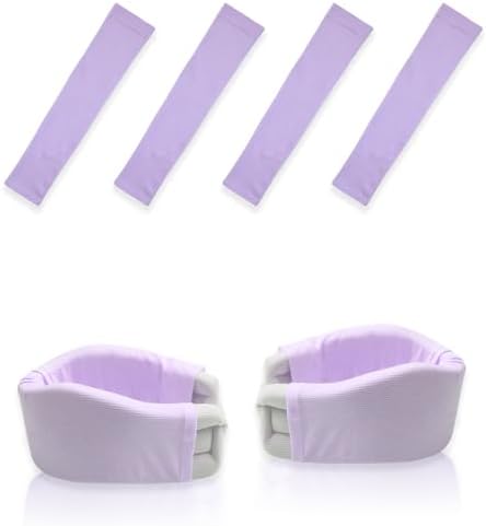 4 Piece Cervical Support Sleeve, Breathable Dustproof Cervical Support Sleeve, Elastic Soft Neck Brace Covers - For Men and Women, Suitable for Sleep Work Daily Use (Purple)