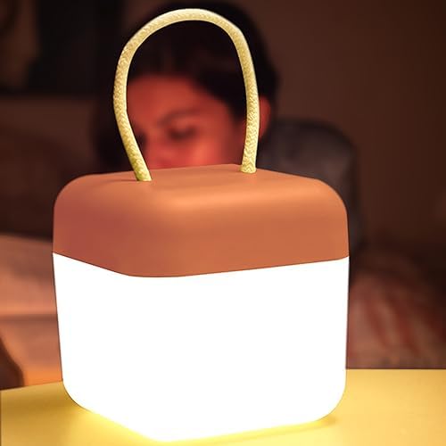 Portable Night Light for Kids,Rechargeable Bedside Lamp,Stepless Dimmable Portable Lantern,360° Lighting,Eye-Caring Table Lamp,3000K Warm Light,Perfect for Bedroom,Living Room,Camping and so on，Blue.