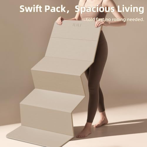 ILILI Foldable Yoga Mat 10mm, Extra Thick, Extra Long, 75x26x0.4 Inch, TPE