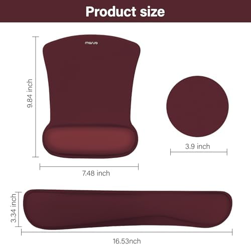 MOSISO Wrist Rest Support for Mouse Pad&Keyboard Set, Wine Red
