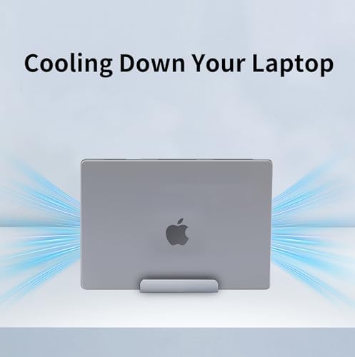 Aluminum Vertical Laptop Stand Holder for Desk Compatible with MacBook Pro, MacBook Air, Dell, HP, Lenovo, Up to 17.3 inches, Blue-Gray